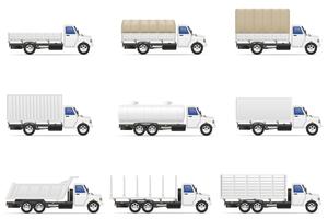 set d&#39;icônes camions semi remorque vector illustration