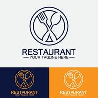 logo du restaurant avec l'icône de la cuillère et de la fourchette, concept de boisson alimentaire de conception de menu pour le restaurant de café vecteur