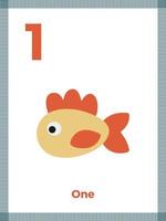 flashcard numéro un pour l'apprentissage préscolaire. maths anglais pour les enfants. illustration vectorielle vecteur