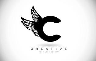 logo de lettre c avec des ailes. vecteur de conception d'icône de logo d'aile créative lettre c