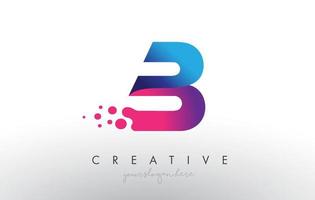 conception de lettre b avec des cercles de bulles de points créatifs et des couleurs roses bleues vecteur