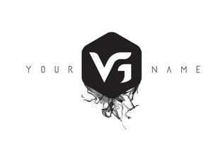 création de logo de lettre vg avec déversement d'encre noire vecteur