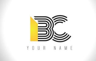 logo de lettre de lignes noires bc. modèle de vecteur de lettres de ligne créative.