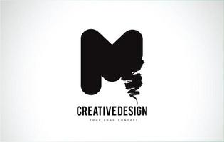 m lettre logo design pinceau coup de peinture. coup de pinceau noir artistique. vecteur