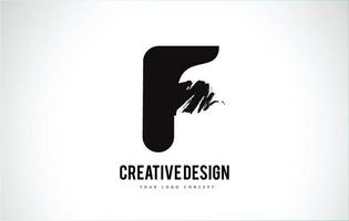 f lettre logo design pinceau coup de peinture. coup de pinceau noir artistique. vecteur