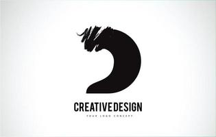 d lettre logo design pinceau coup de peinture. coup de pinceau noir artistique. vecteur