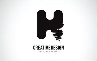 h lettre logo design pinceau coup de peinture. coup de pinceau noir artistique. vecteur