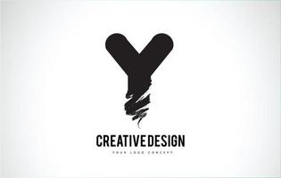 y lettre logo design pinceau coup de peinture. coup de pinceau noir artistique. vecteur