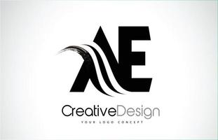 ae ae pinceau créatif design de lettres noires avec swoosh vecteur