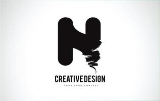 n lettre logo design pinceau coup de peinture. coup de pinceau noir artistique. vecteur