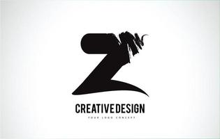 z lettre logo design pinceau coup de peinture. coup de pinceau noir artistique. vecteur