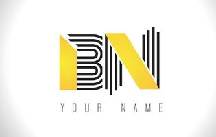 logo de lettre bn lignes noires. modèle de vecteur de lettres de ligne créative.
