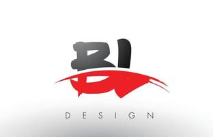 lettres du logo bl bl brush avec swoosh rouge et noir sur le devant vecteur