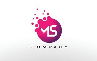 création de logo de points de lettre ms avec des bulles créatives à la mode. vecteur