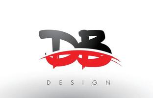 Lettres du logo db db brush avec brosse swoosh rouge et noire vecteur