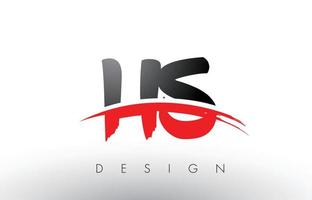 hs hs brush logo lettres avec brosse swoosh rouge et noir vecteur
