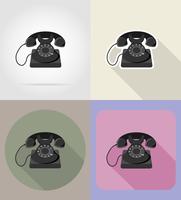 vieux téléphone vintage rétro icônes plates vector illustration