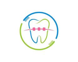 brosse à dents circulaire avec support dentaire à l'intérieur vecteur