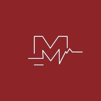 les initiales m logo avec le thème ecg vecteur