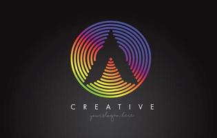 une création de logo de lettre avec des formes circulaires arc-en-ciel colorées. logo de lettre dynamique. vecteur