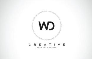 wd wd logo design avec vecteur de lettre de texte créatif noir et blanc.