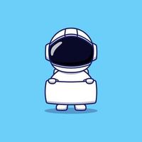 astronaute mignon portant une bannière vierge vecteur