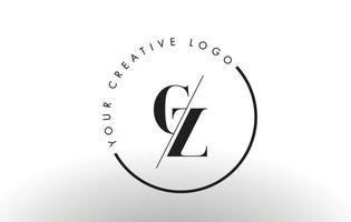 création de logo de lettre cz serif avec une coupe croisée créative. vecteur