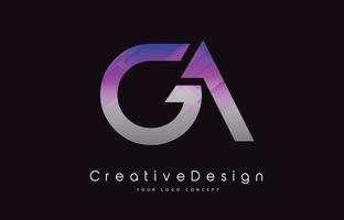 création de logo de lettre ga. texture violette icône créative lettres modernes logo vectoriel. vecteur