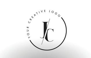 création de logo de lettre jc serif avec une coupe croisée créative. vecteur