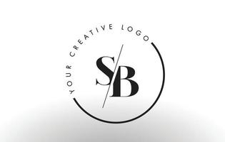 création de logo de lettre sb serif avec coupe créative croisée. vecteur