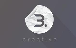 logo de lettre b avec texture de papier d'emballage froissé et déchiré. vecteur