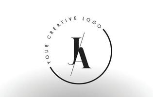 création de logo de lettre ja serif avec une coupe croisée créative. vecteur