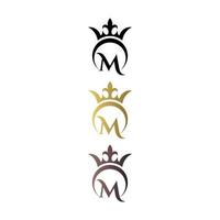 vecteur gratuit de lettre de logo de luxe marque m avec couronne et symbole royal