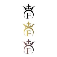 vecteur gratuit de lettre de logo de luxe f avec couronne et symbole royal