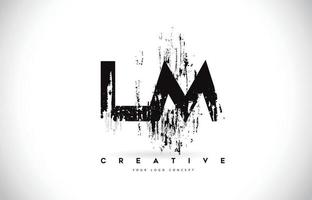 lm lm grunge brush letter logo design en couleurs noires illustration vectorielle. vecteur
