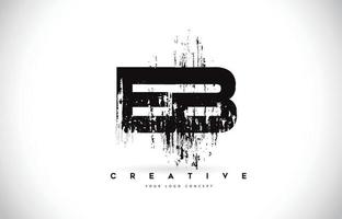 eb eb grunge brush letter logo design en couleurs noires illustration vectorielle. vecteur