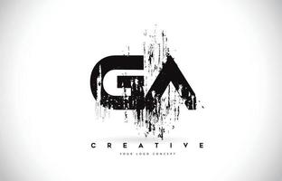 ga ga grunge brush letter logo design en couleurs noires illustration vectorielle. vecteur