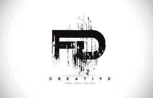 fd fd grunge brush letter logo design en couleurs noires illustration vectorielle. vecteur