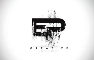 ep ep grunge brush letter logo design en couleurs noires illustration vectorielle. vecteur