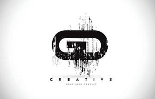 gd gd grunge brush letter logo design en couleurs noires illustration vectorielle. vecteur