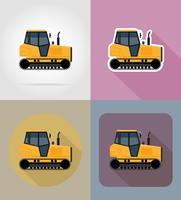 chenille tracteur plat icônes vector illustration