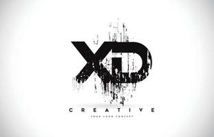 xd xd grunge brush letter logo design en couleurs noires illustration vectorielle. vecteur