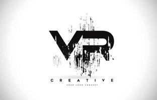 vr vr grunge brush letter logo design en couleurs noires illustration vectorielle. vecteur