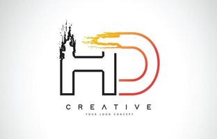 conception de logo moderne créatif hd avec des couleurs orange et noir. conception de lettre de course monogramme. vecteur