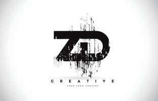 zd zd grunge brush letter logo design en couleurs noires illustration vectorielle. vecteur