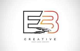 eb création de logo moderne et créatif avec des couleurs orange et noir. conception de lettre de course monogramme. vecteur