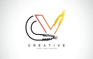 cv création de logo moderne et créatif avec des couleurs orange et noir. conception de lettre de course monogramme. vecteur