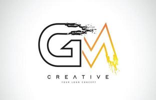 conception de logo moderne créatif gm avec des couleurs orange et noir. conception de lettre de course monogramme. vecteur