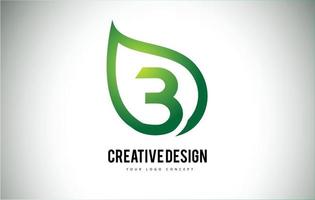 conception de lettre de logo de feuille b avec contour de feuille verte vecteur