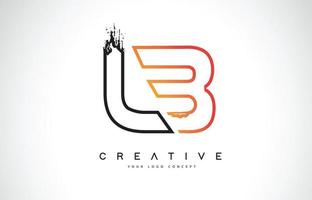 lb création de logo moderne et créatif avec des couleurs orange et noir. conception de lettre de course monogramme. vecteur